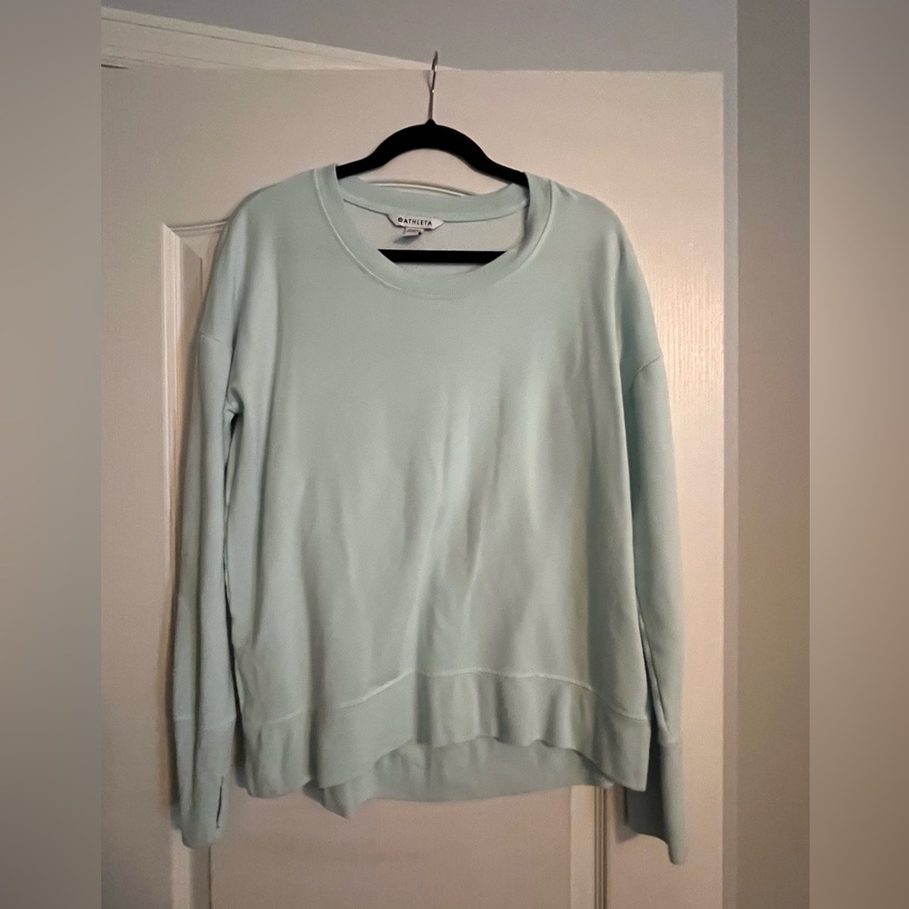 Athleta Light Teal Crew Neck Sweater